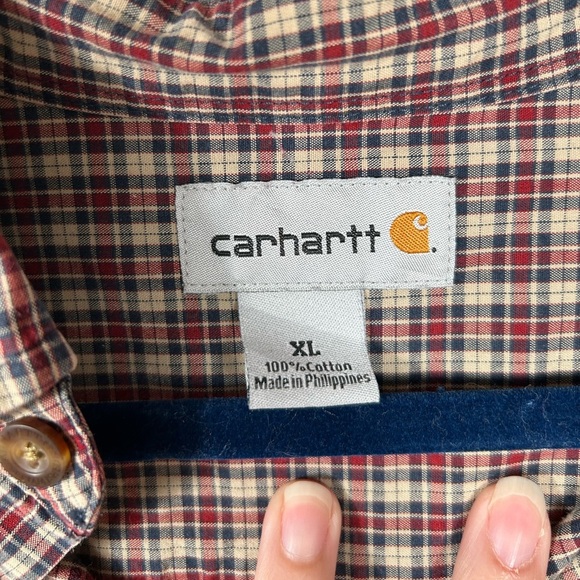 Carhartt plaid button down long sleeve shirt, XL, cotton, soft Work Shirt - Picture 2 of 7